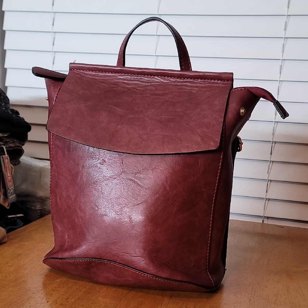 Burgundy Convertible Backpack